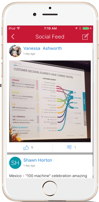employee app spcial feeds example