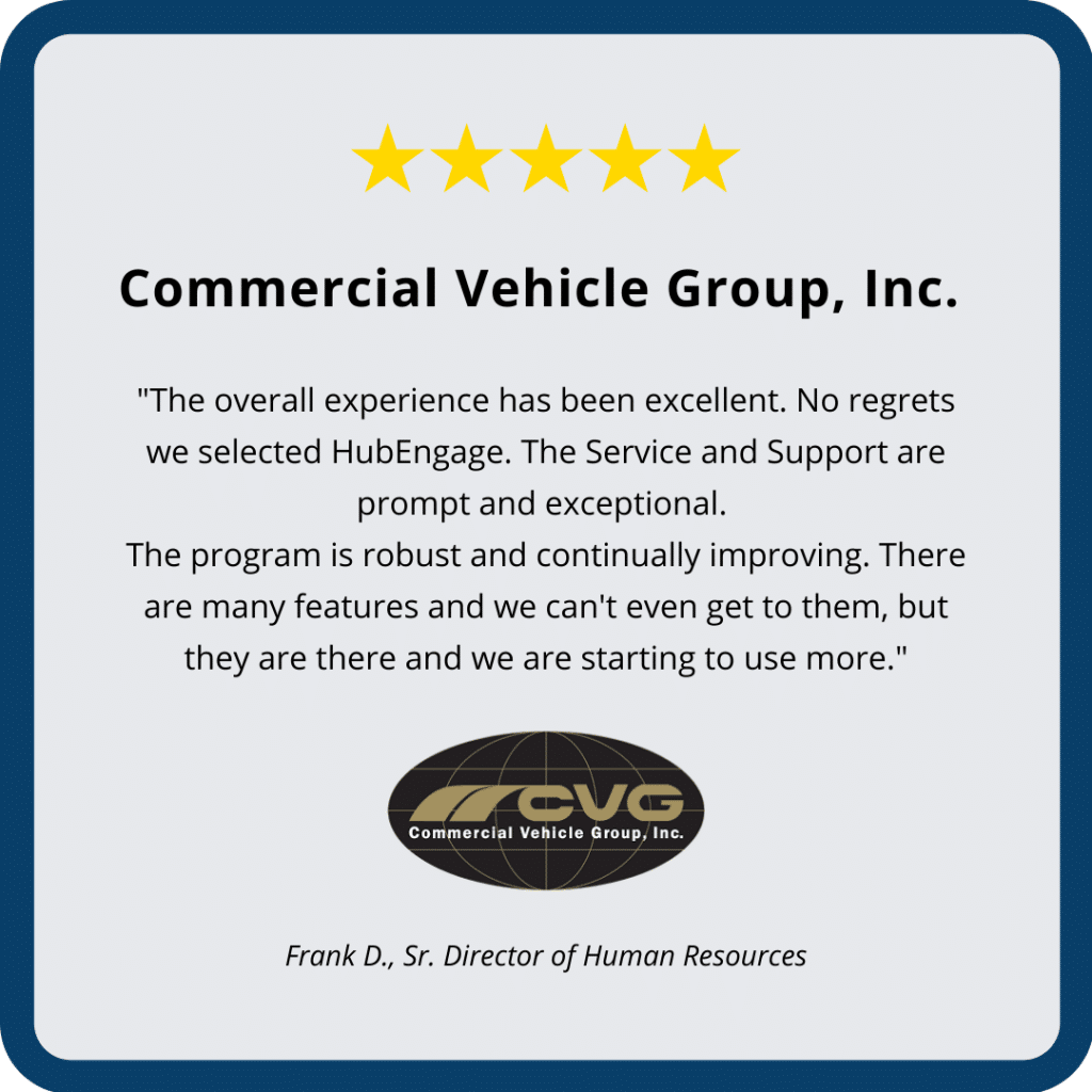 CVG Testimonial for HubEngage CVG Testimonial for HubEngage
