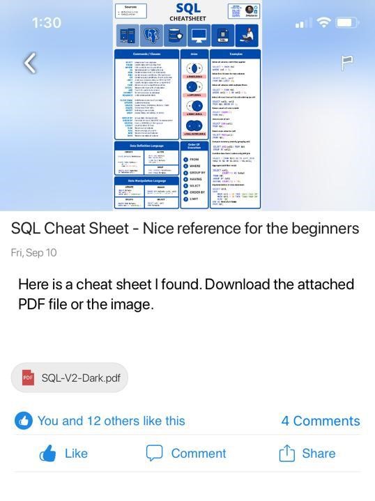 HubEngage Post SQL Cheat Sheet