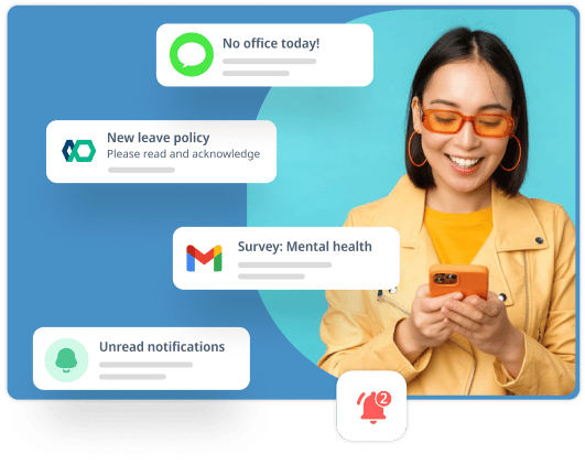 Set up push notifications, email notifications and text notifications in employee communication platform to ensure your employees know about new updates