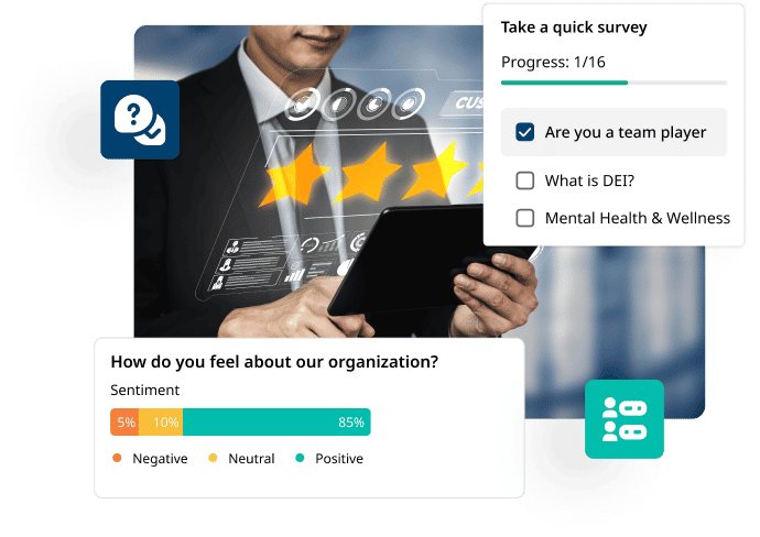 Create surveys and polls in your employee communications platform to get quick feedback from your employees