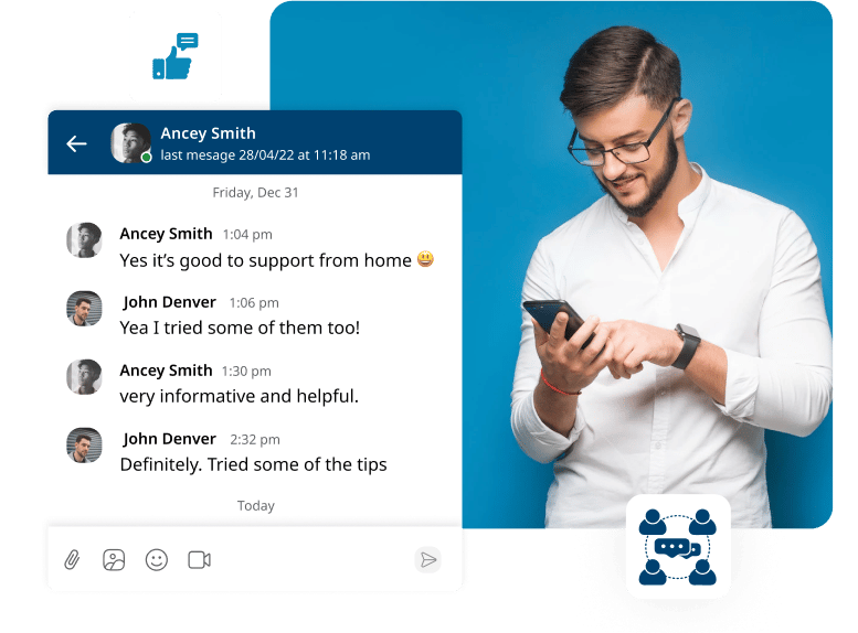 Employees can share information and communicate better in real time through an instant messaging App for Team Communication