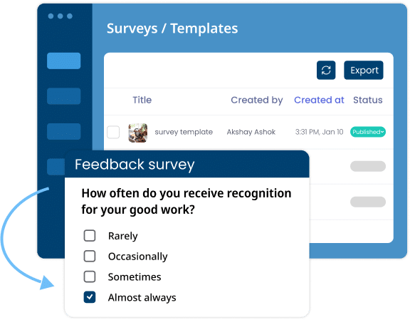 Create comprehensive employee engagement surveys from survey templates