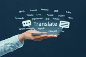 Which employee app translates content automatically in different foreign languages?