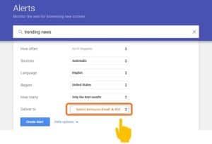 Choosing delivery method while setting up alerts on google