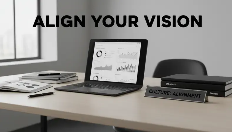 Survey designer reviewing engagement questions on computer screen with charts and analytics visible