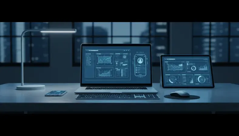 Split screen showing different team management app interfaces with focus on mobile and desktop experiences