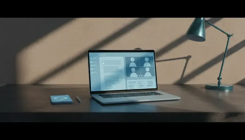 Split screen showing different collaboration tool interfaces with chat, video calls, and shared documents