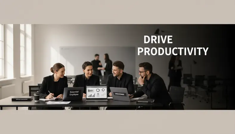 Professional team reviewing survey results on laptops and tablets in a modern office setting