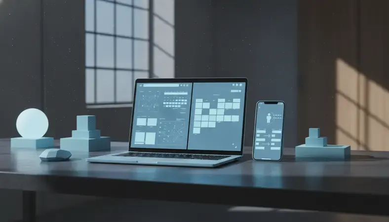 Split screen showing scheduling interface on computer and mobile app with employee viewing their schedule