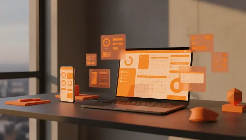 Modern workplace dashboard showing employee scheduling interface with calendar views and time tracking features