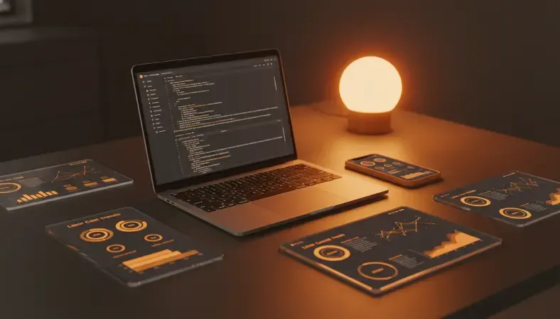 Business intelligence dashboard showing labor cost trends, overtime patterns, and scheduling efficiency metrics
