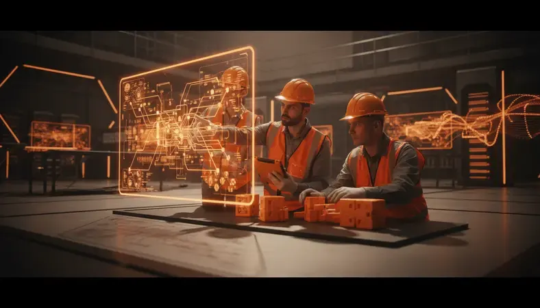 Workers in hard hats and safety gear participating in hands-on safety training