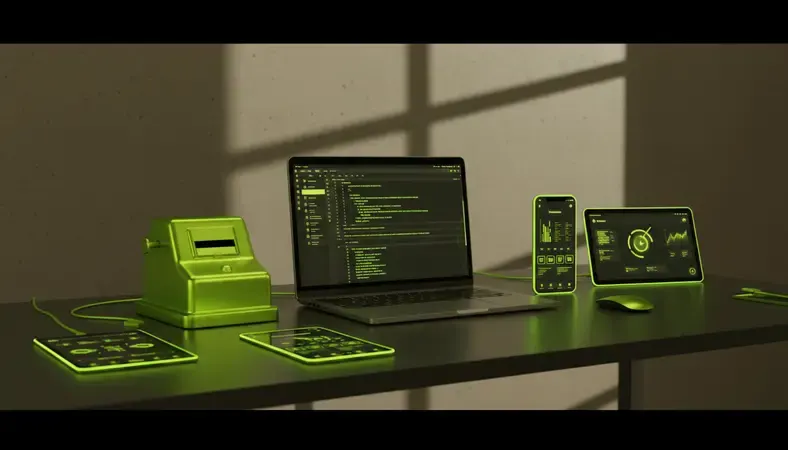 Side-by-side comparison of traditional time clock and modern mobile app interface