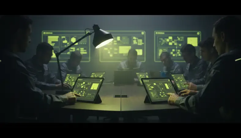 Field service team training session with mobile workforce management software on tablets and smartphones