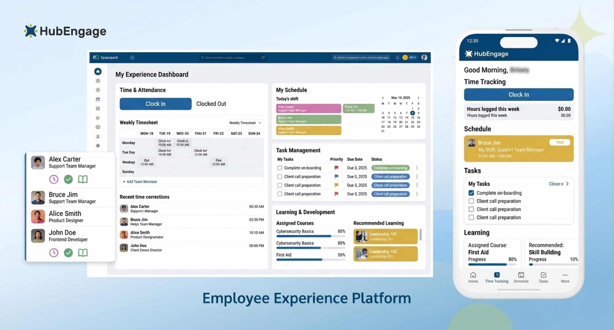 HubEngage Digital employee experience platrform dashboard.