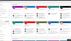 Sharepoint review dashboard showing intranet sites, team portals, and document collaboration interface within Microsoft SharePoint environment