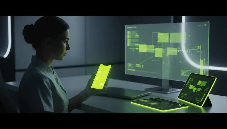 Healthcare professional using a secure mobile messaging app on a smartphone in a clinical setting