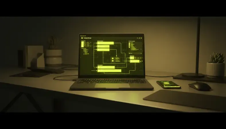 IT administrator configuring mass notification software settings on a laptop, with employee groups and channel preferences visible on screen