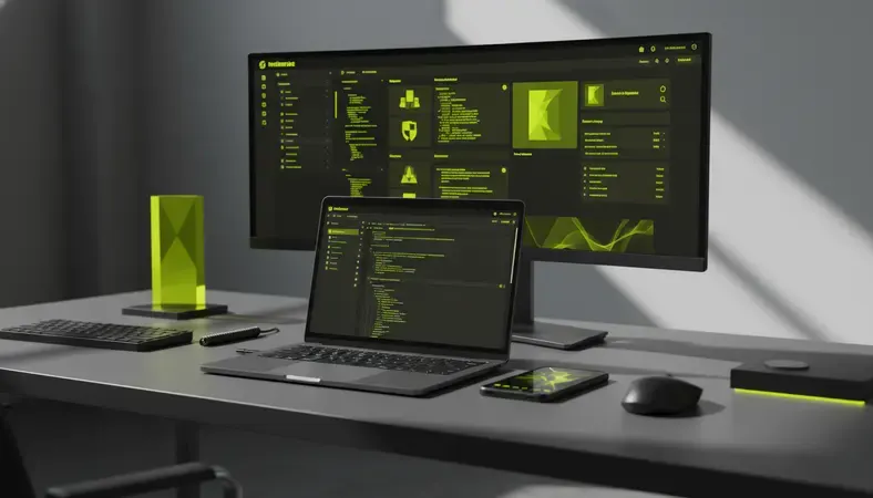 A modern enterprise intranet dashboard showing employee news feed, team spaces, and document library on a desktop screen
