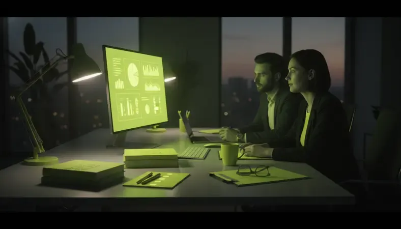HR team reviewing intranet adoption dashboard on a large monitor in a modern office environment