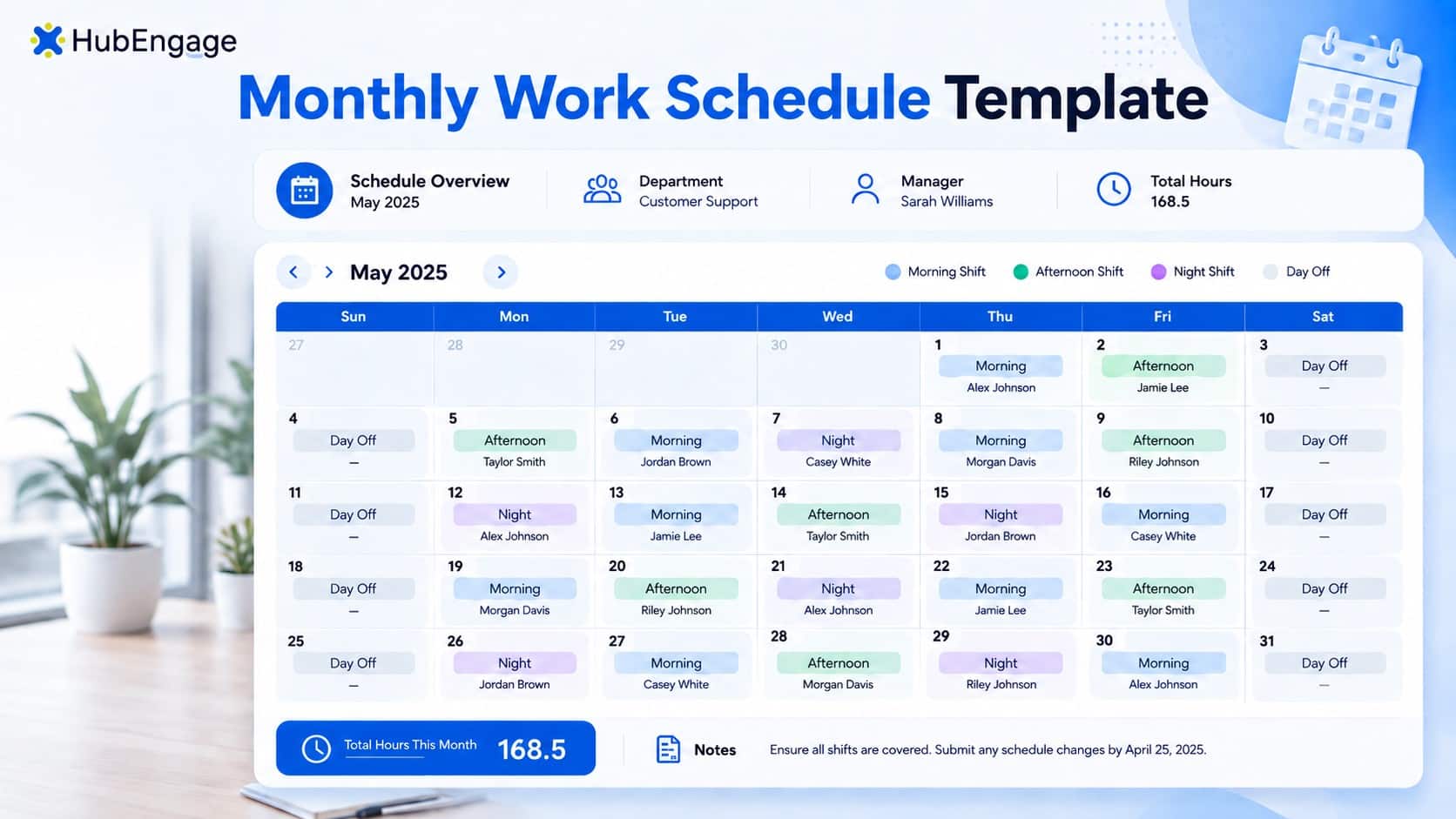 Monthly Staff Schedule Template