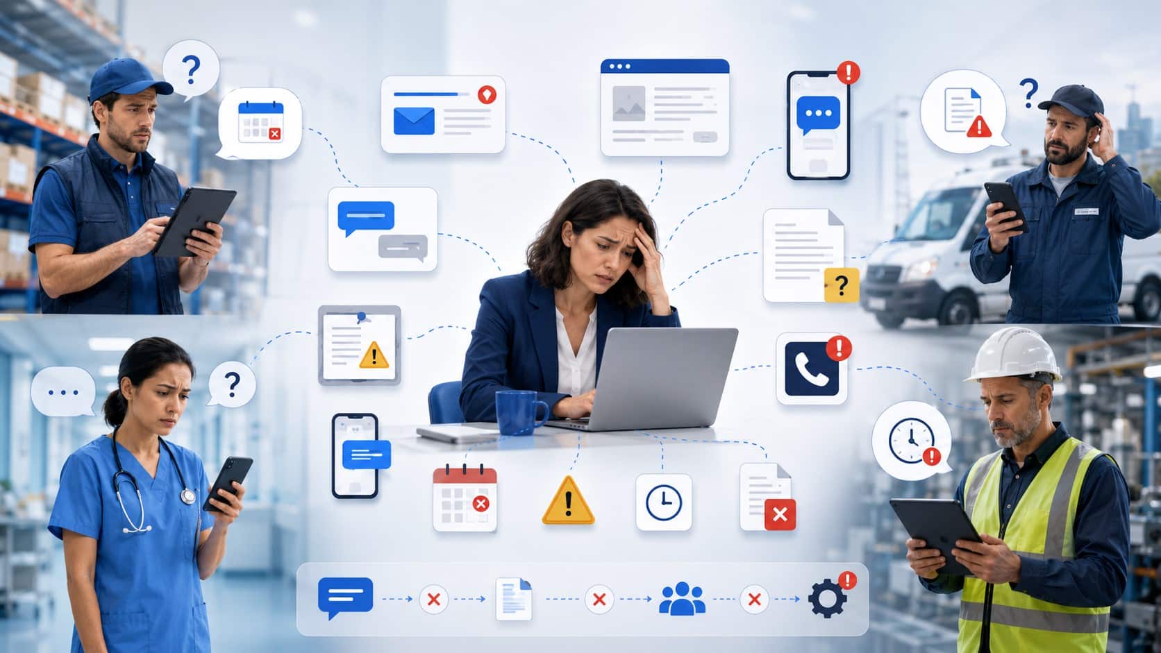 Lack of AI Internal Communication causing message overload and confusion across frontline, remote, and office teams.