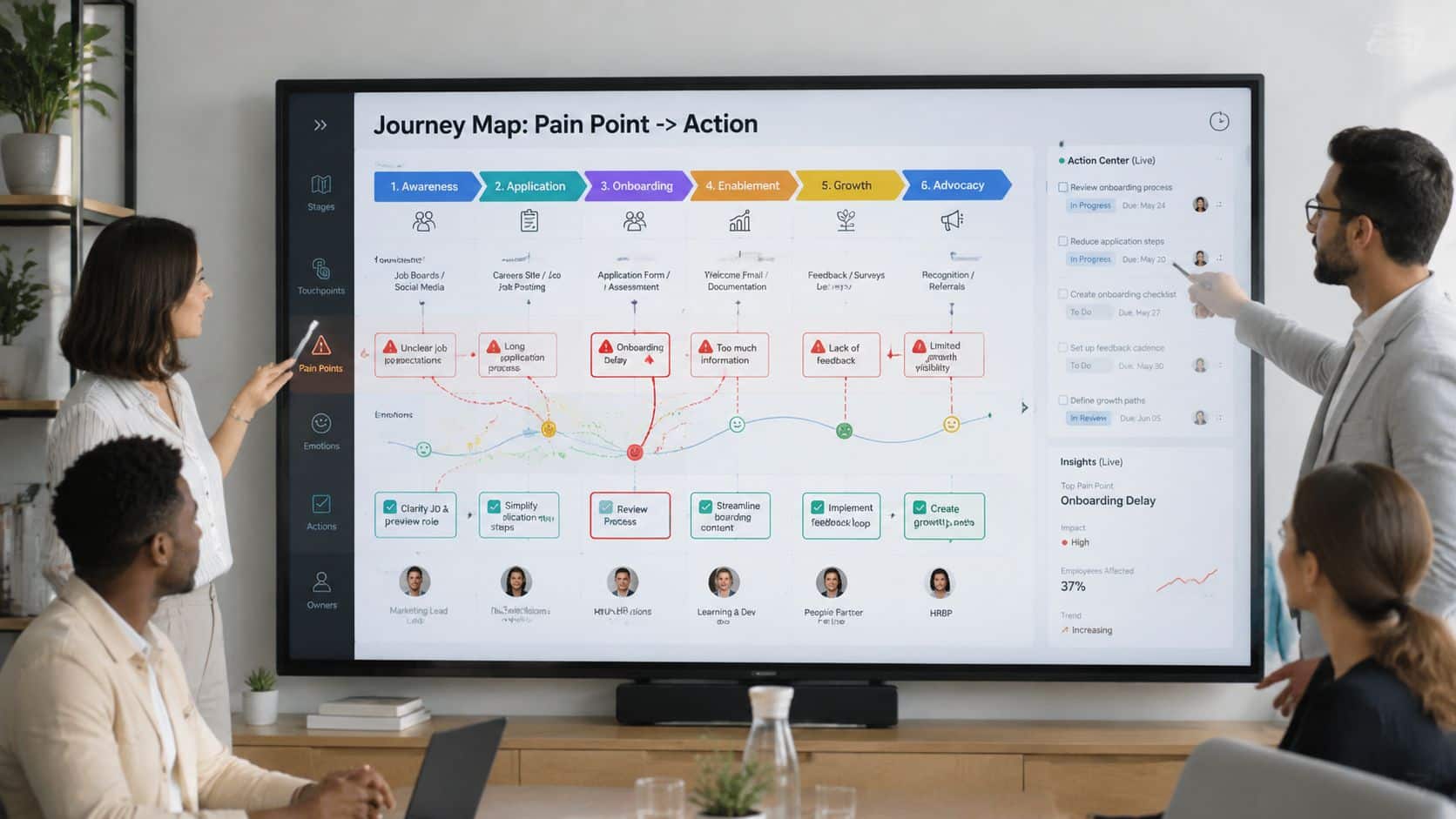 dashboard of an employee journey mapping software