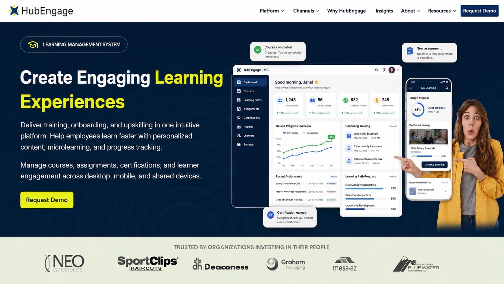 hubengage ai powered Learning Management System Experience